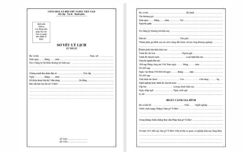 Mẫu sơ yếu lý lịch mới nhất 2026 (1)