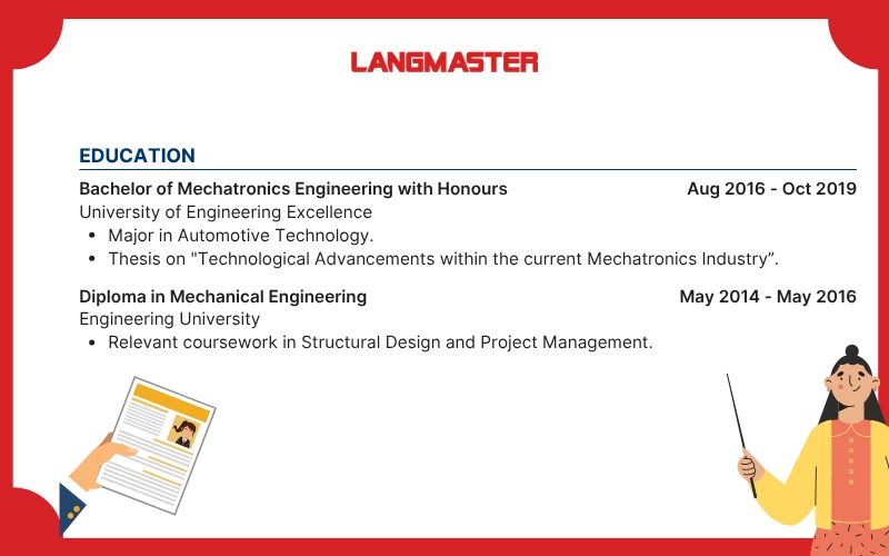 Cách ghi phần Education trong sơ yếu lý lịch tiếng Anh