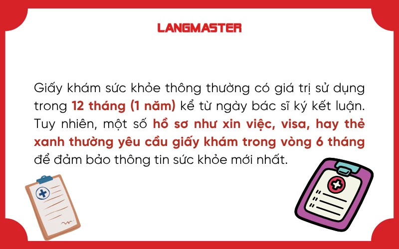 Giấy khám sức khỏe có thời hạn trong 12 tháng