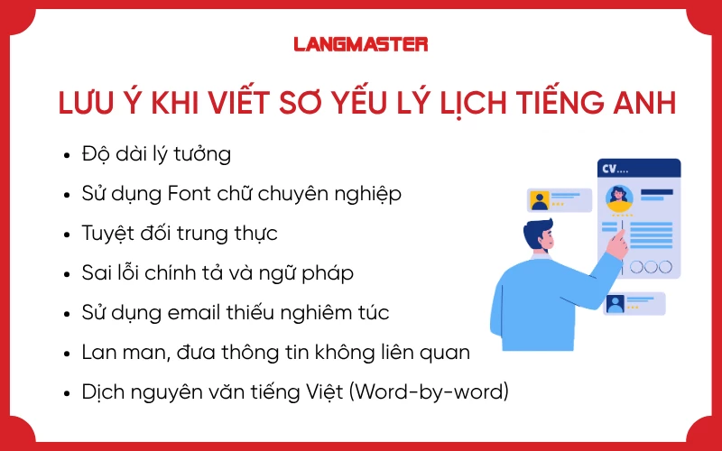 Các lưu ý khi viết sơ yếu lý lịch tiếng Anh