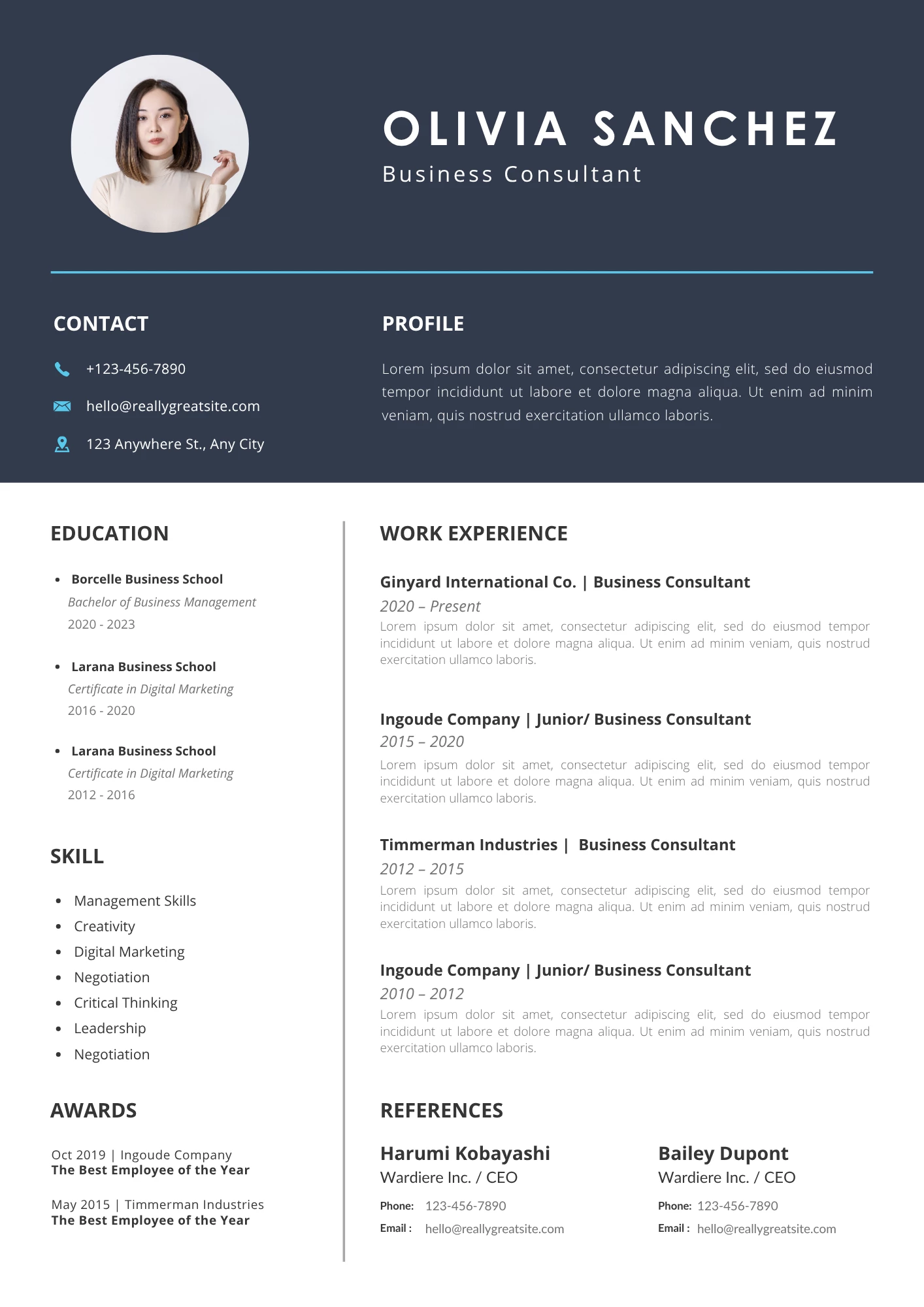 Mẫu Cv tiếng Anh ấn tượng