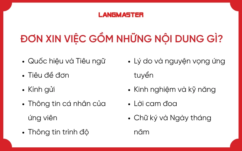 Đơn xin việc trong hồ sơ gồm những nội dung gì?