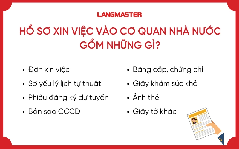 Hồ sơ xin việc vào cơ quan nhà nước gồm những gì?