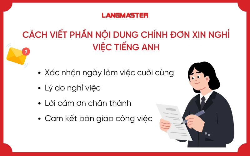 Cách viết Phần nội dung chính đơn xin nghỉ việc tiếng Anh