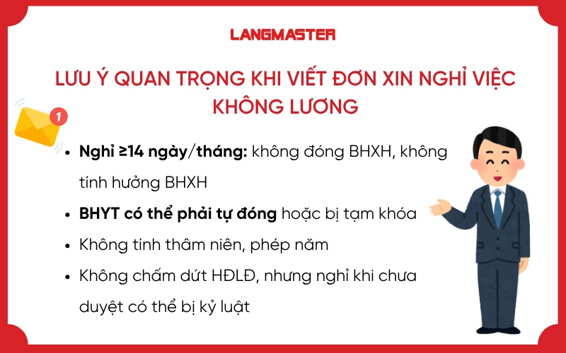 Lưu ý quan trọng khi viết đơn xin nghỉ việc không lương