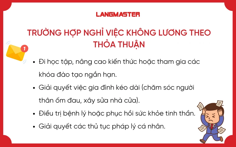 Trường hợp nghỉ việc không lương theo thỏa thuận