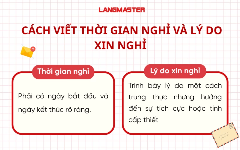 Cách viết thời gian nghỉ và Lý do xin nghỉ
