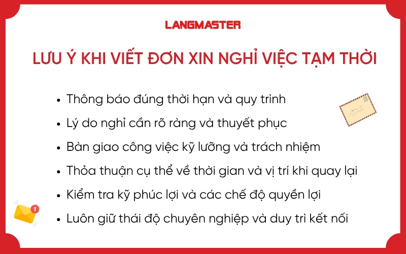 Những lưu ý quan trọng khi viết đơn xin nghỉ việc tạm thời