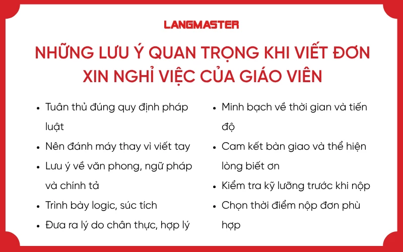 Những lưu ý quan trọng khi viết đơn xin nghỉ việc của giáo viên