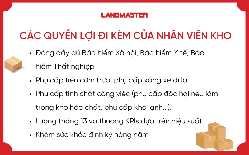 Các quyền lợi đi kèm của nhân viên kho