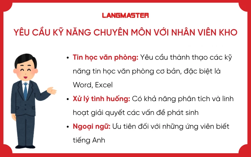 Yêu cầu kỹ năng chuyên môn với nhân viên kho