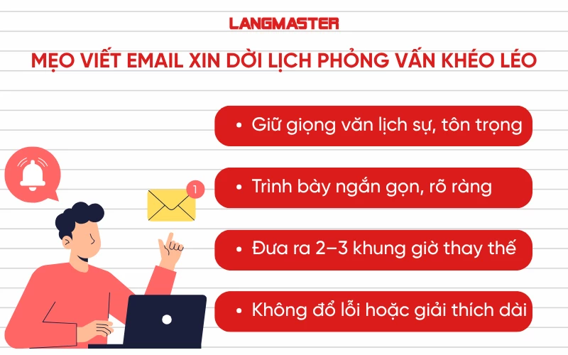 Mẹo viết email xin dời lịch phỏng vấn khéo léo