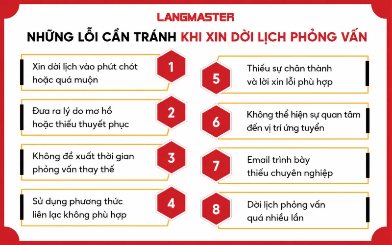 8 lỗi cần tránh khi xin dời lịch phỏng vấn