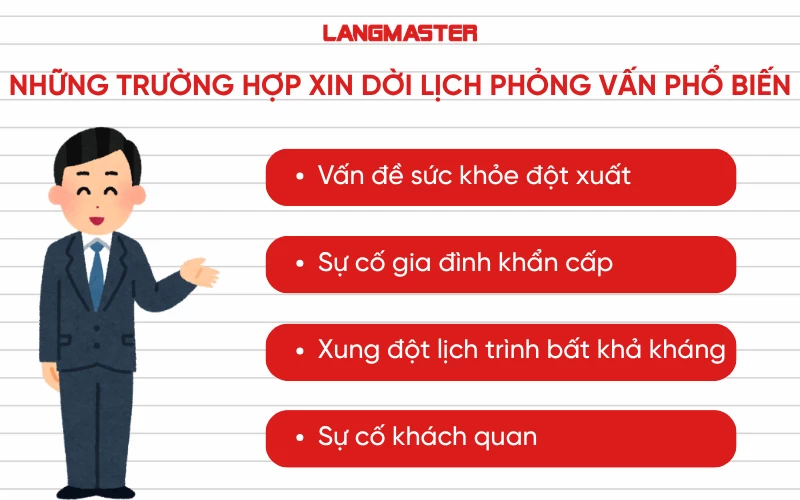 Những trường hợp xin dời lịch phỏng vấn phổ biến