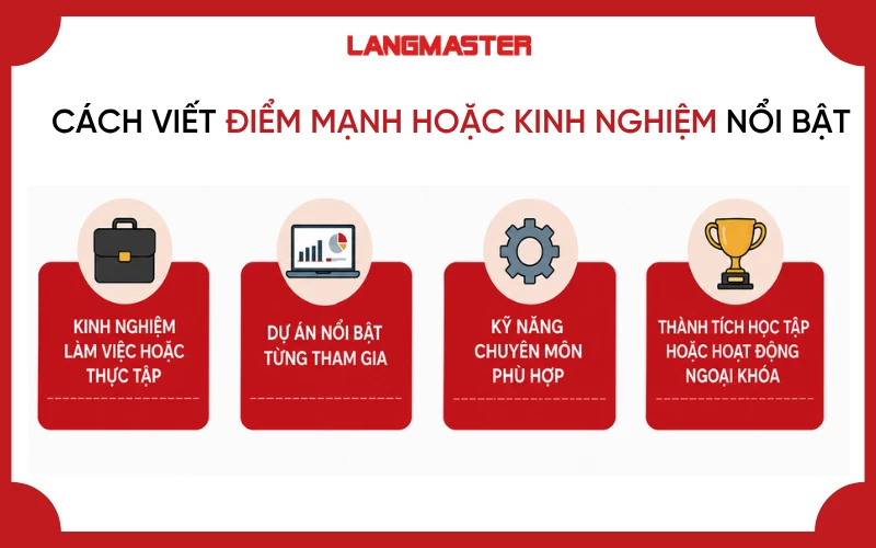 Cách viết điểm mạnh hoặc kinh nghiệm nổi bật