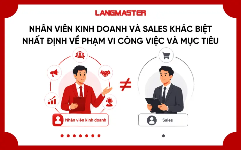 Nhân viên kinh doanh và Sales khác biệt nhất định về phạm vi công việc và mục tiêu