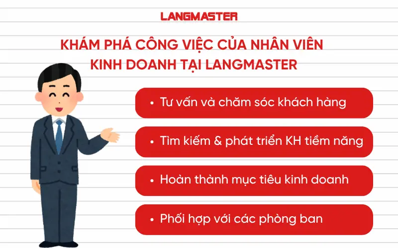 Công việc của nhân viên kinh doanh tại Langmaster