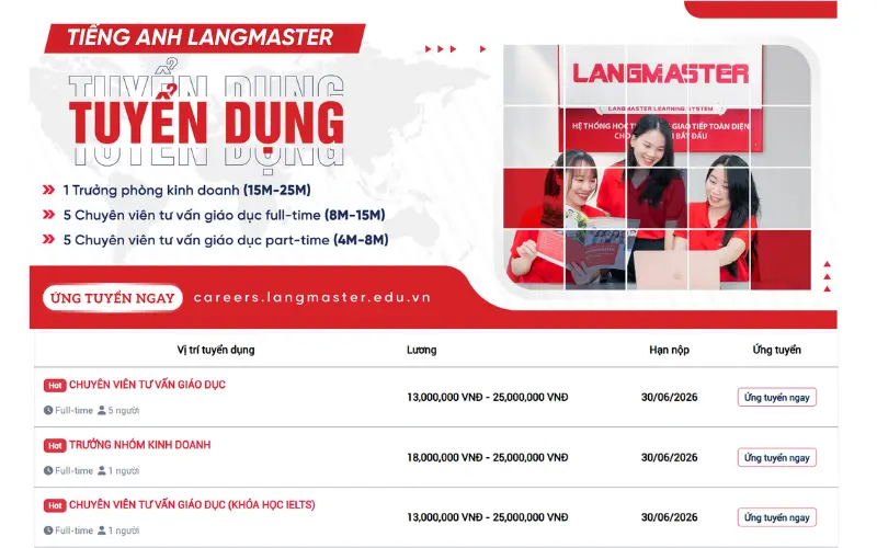 Langmater tuyển dụng nhân viên Sales