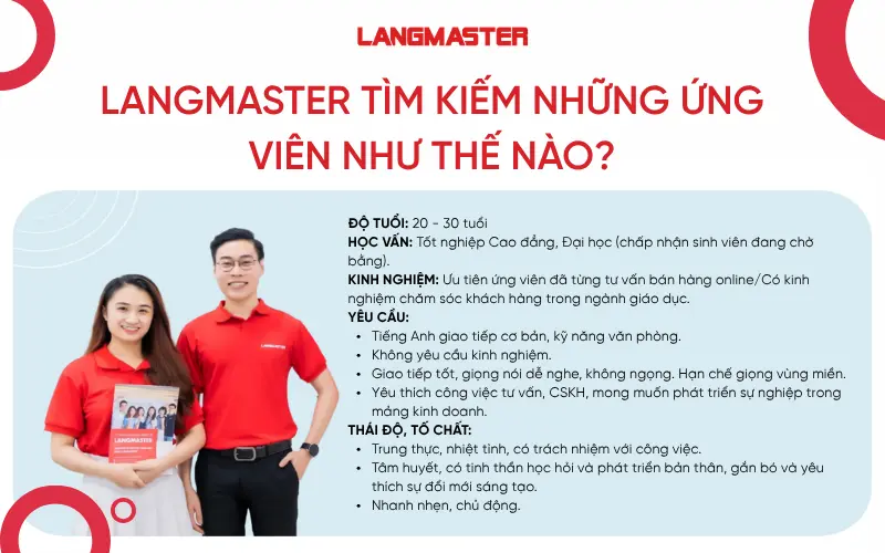 Langmaster chào đón cả ứng viên đã có kinh nghiệm và người không có kinh nghiệm