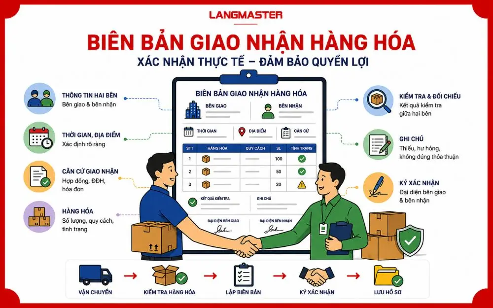 Biên bản giao nhận hàng hóa giúp xác nhận bàn giao, đối chiếu và bảo vệ quyền lợi