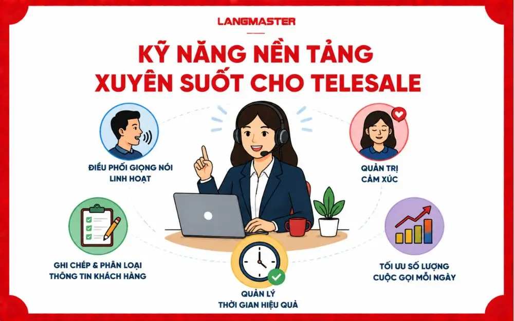 Nhóm kỹ năng telesale quan trọng giúp nhân viên bán hàng chuyên nghiệp hơn và gia tăng tỷ lệ chuyển đổi khách hàng.