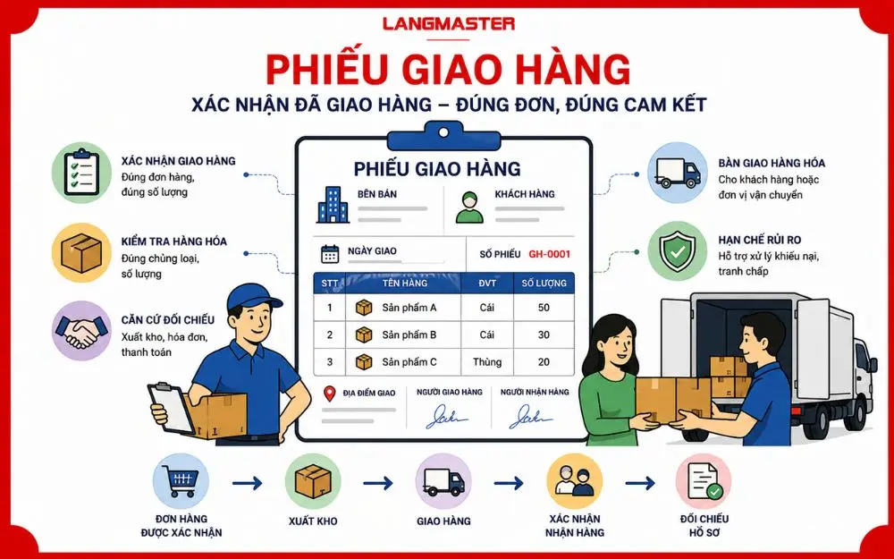 Phiếu giao hàng xác nhận bàn giao đúng đơn, hỗ trợ đối chiếu và giảm tranh chấp