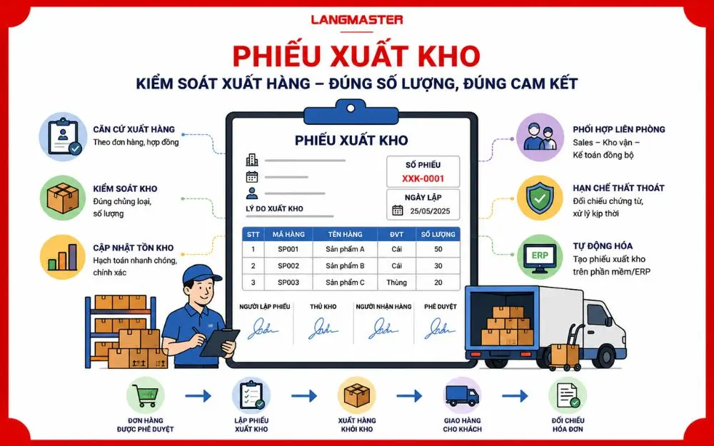 Phiếu xuất kho chuẩn giúp kiểm soát xuất hàng chính xác, hạn chế thất thoát hiệu quả