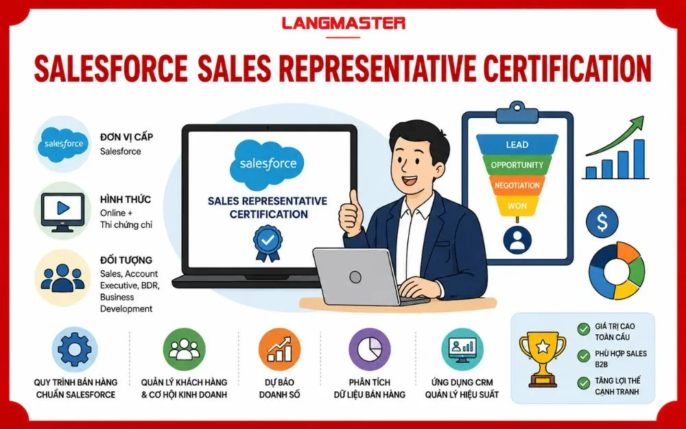 Salesforce Sales Representative Certification giúp nâng cao năng lực Sales B2B và quản lý CRM.
