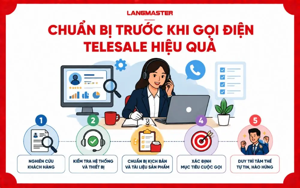 Các bước chuẩn bị trước khi gọi điện telesale hiệu quả giúp nhân viên tự tin kết nối và tối ưu khả năng chuyển đổi khách hàng.