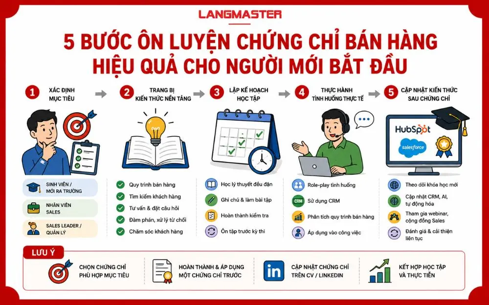 Lộ trình 5 bước chinh phục chứng chỉ bán hàng hiệu quả cho người mới bắt đầu