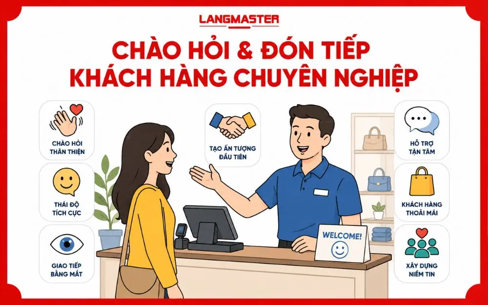 Mẫu câu chào hỏi và đón tiếp khách hàng danh cho nhân viên bán hàng