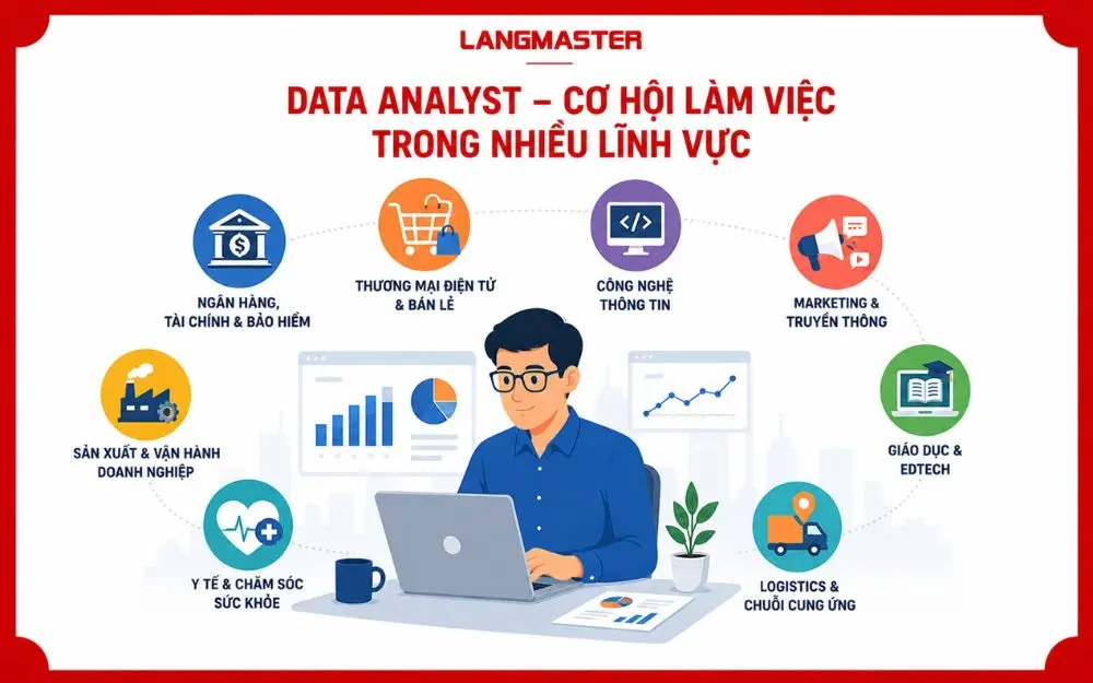 Data Analyst có cơ hội làm việc trong nhiều lĩnh vực và ngành nghề khác nhau.