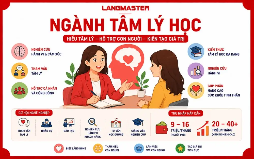 Ngành Tâm lý học góp phần chăm sóc sức khỏe tinh thần và phát triển con người.