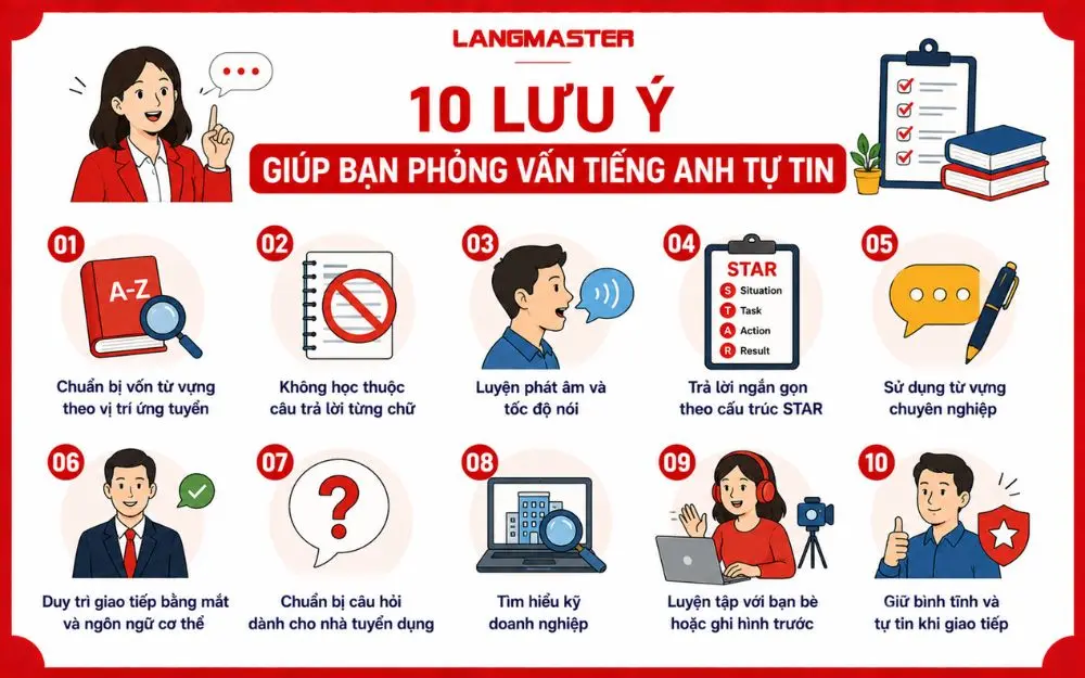 10 lưu ý quan trọng giúp ứng viên phỏng vấn tiếng Anh tự tin và chuyên nghiệp