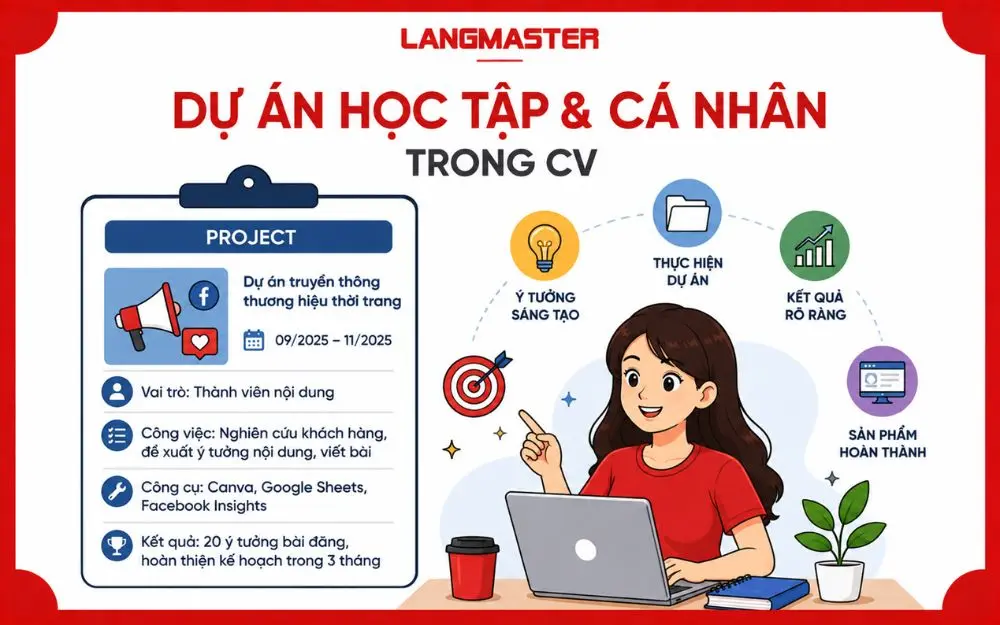 Dự án học tập và cá nhân giúp sinh viên chứng minh năng lực thực tế.