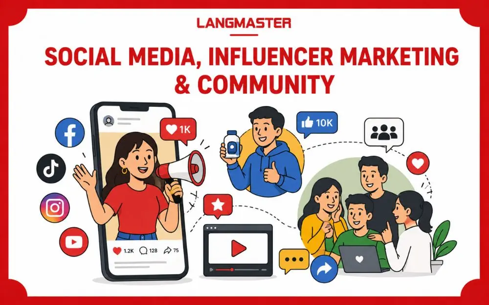 Social Media, Influencer và cộng đồng giúp thương hiệu lan tỏa, tăng tương tác.