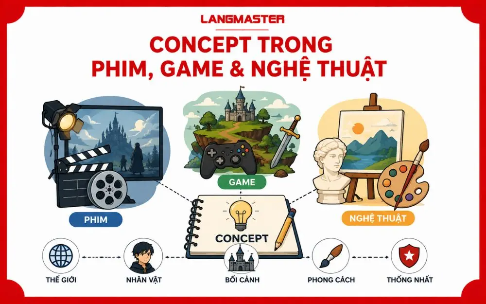 Concept định hình thế giới, nhân vật, bối cảnh và phong cách cho phim, game, nghệ thuật.