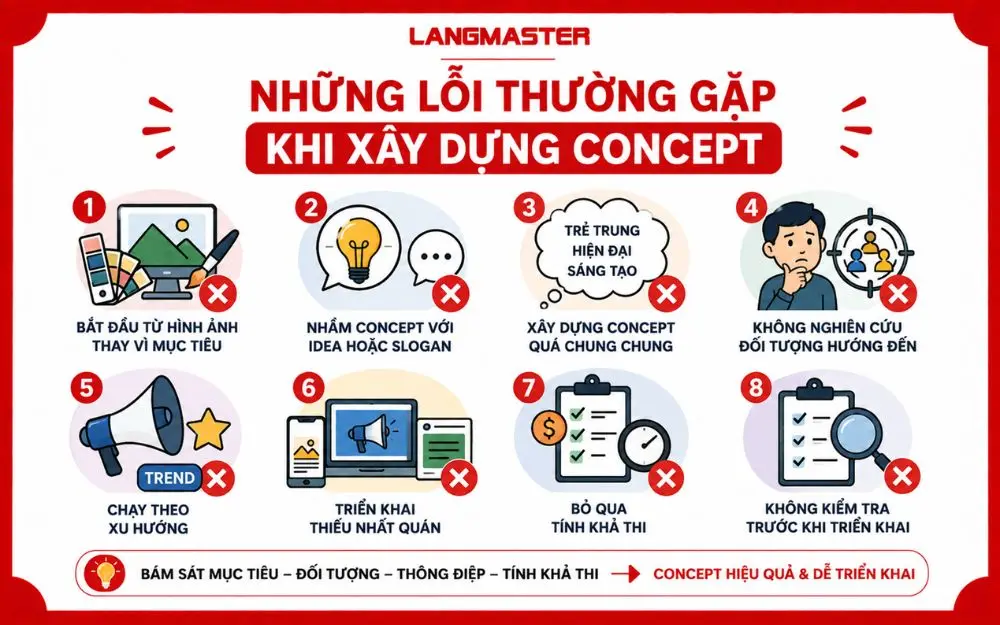 8 lỗi phổ biến khiến concept thiếu định hướng, khó triển khai và kém nhất quán.