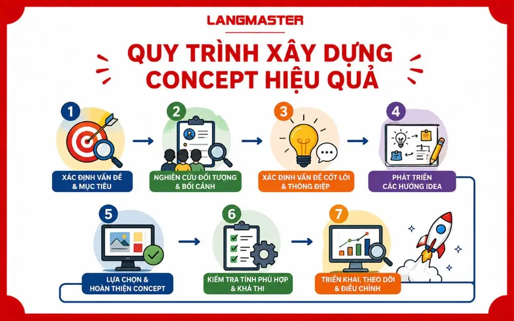 Quy trình 7 bước giúp xây dựng, kiểm chứng và triển khai concept hiệu quả.