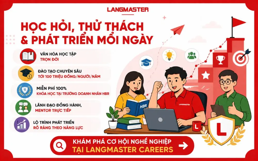 Langmaster tạo môi trường học tập, đào tạo và phát triển năng lực mỗi ngày.