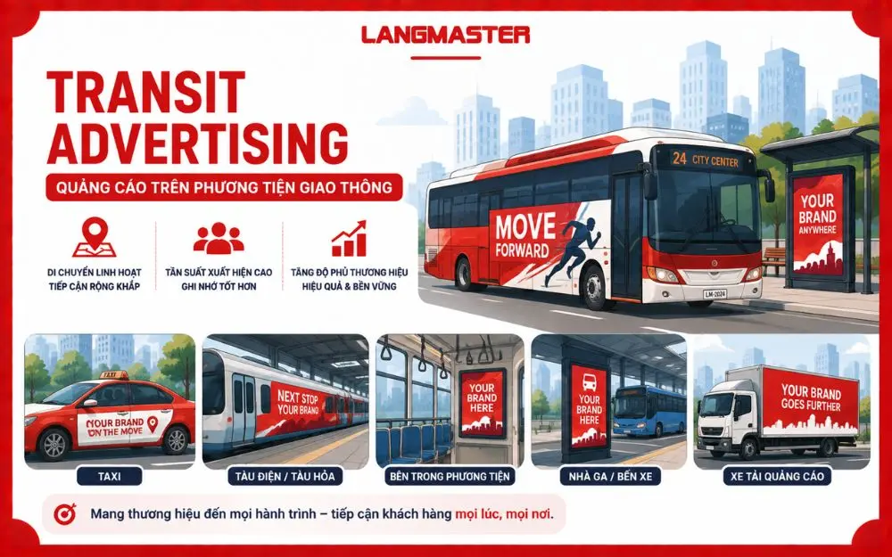 Transit Advertising giúp thương hiệu mở rộng độ phủ và tăng tần suất xuất hiện trên hành trình di chuyển của khách hàng.