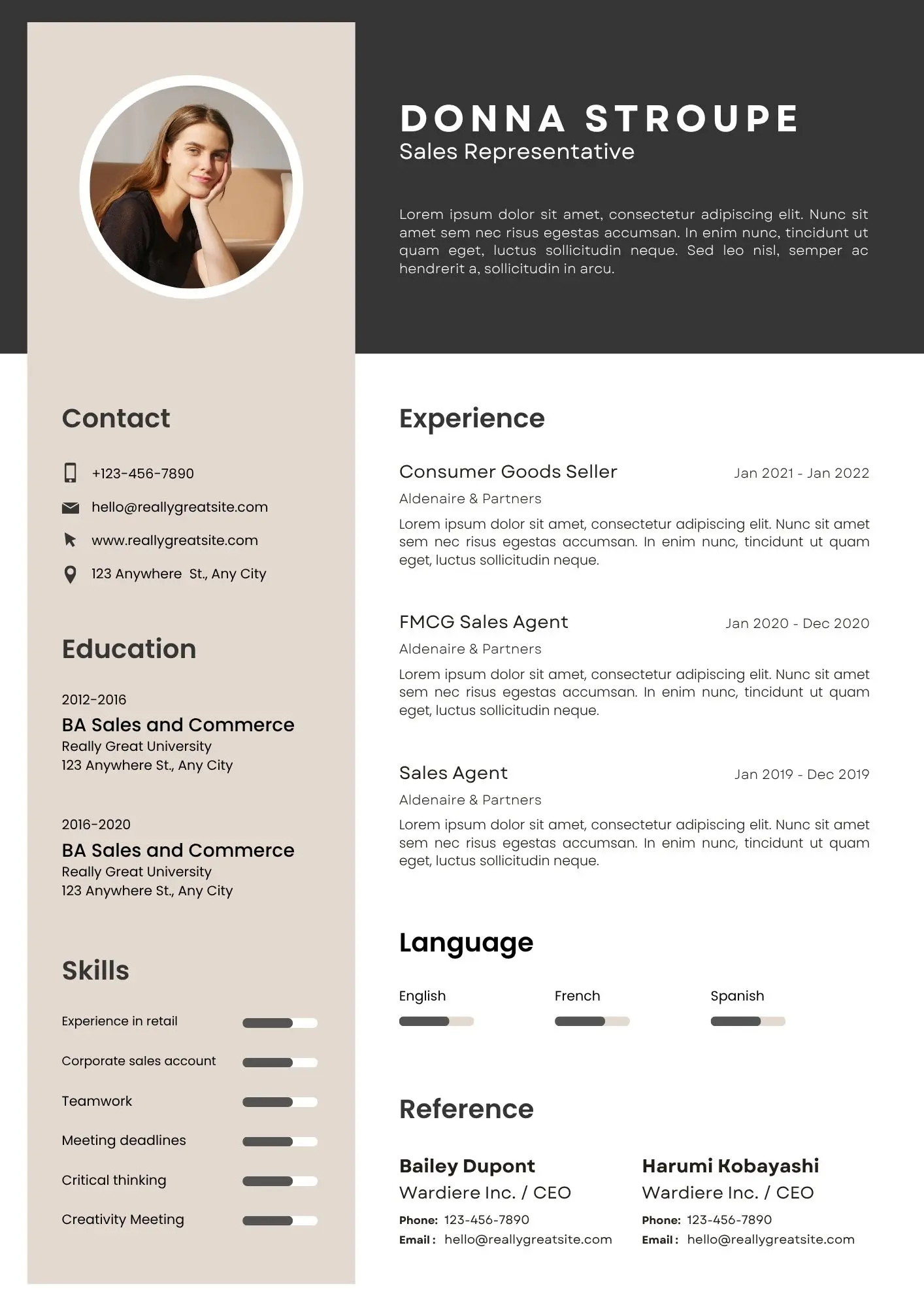 Mẫu CV sales bằng tiếng Anh