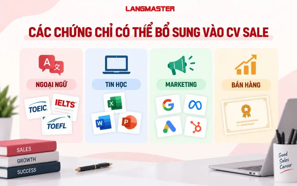 Các chứng chỉ có thể bổ sung vào CV sale