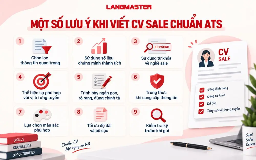 Một số lưu ý khi viết CV sale chuẩn ATS