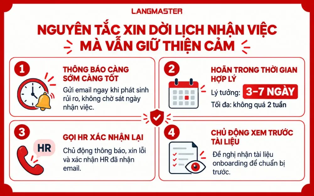 Nguyên tắc giúp xin dời lịch nhận việc mà vẫn giữ thiện cảm